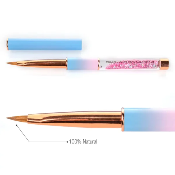 Pincel Acrílico nº2 3D Azul e Rosa Helen Color 100% Kolinsky