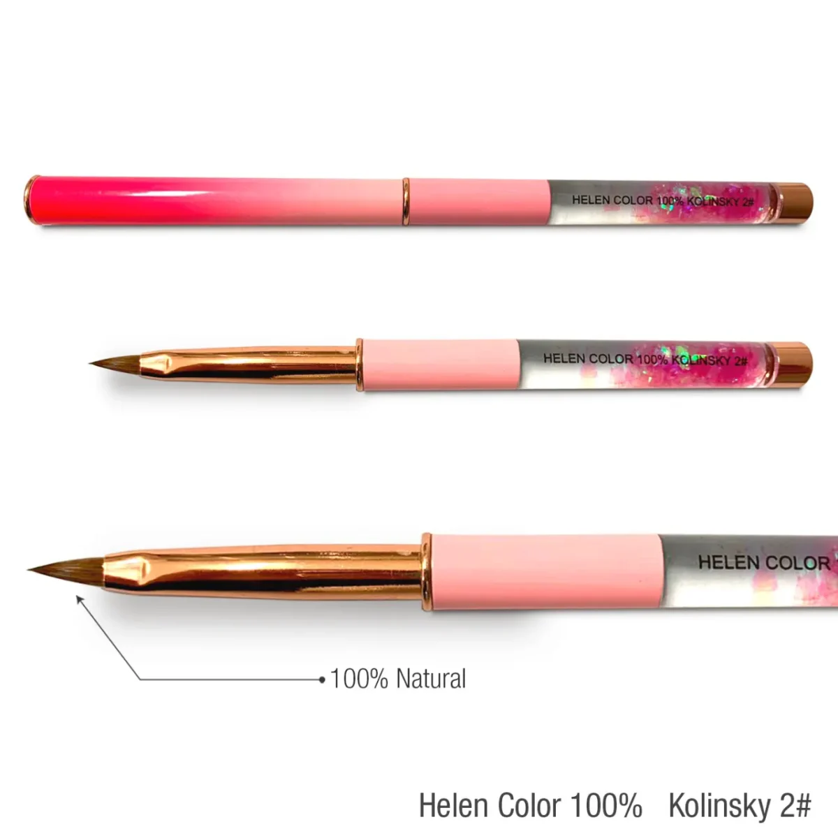 Pincel Acrílico nº2 Rosa Helen Color 100% Kolinsky - Imagem 1
