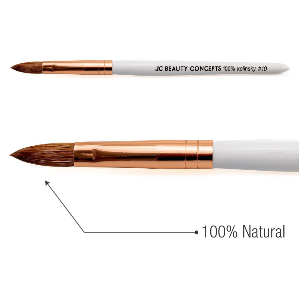 Pincel Acrílico N°10 Branco Jc Beauty Concepts 100% Kolinsky - Imagem 1