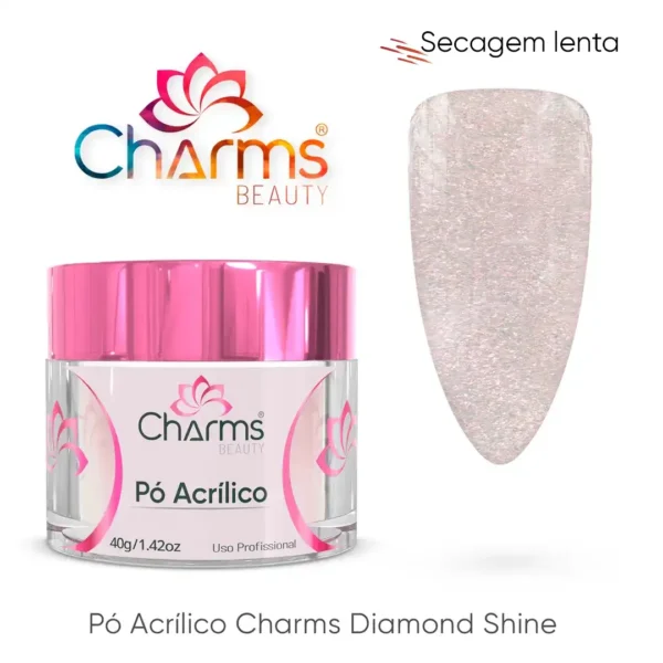 Pó Acrílico Charms Beauty - Diamond Shine - 40g (secagem lenta)