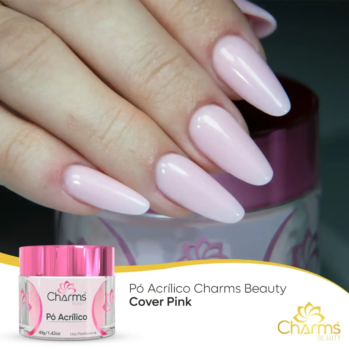 Pó Acrílico Charms Beauty - Cover Pink - 40g (secagem lenta) - Imagem 2