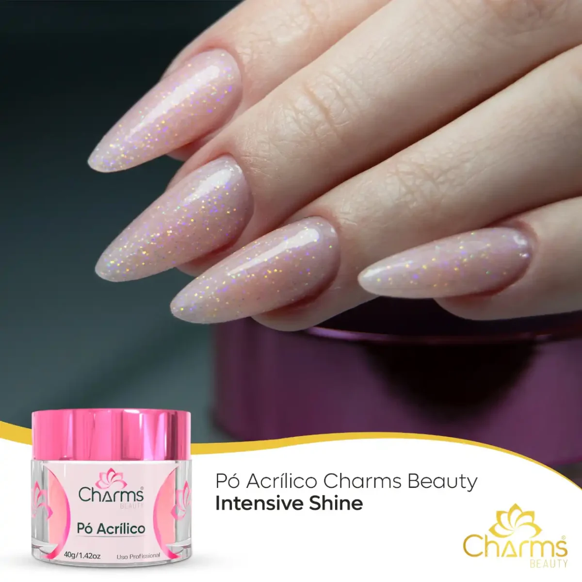 Pó Acrílico Charms Beauty - Intense Shine - 40g (secagem lenta) - Imagem 2
