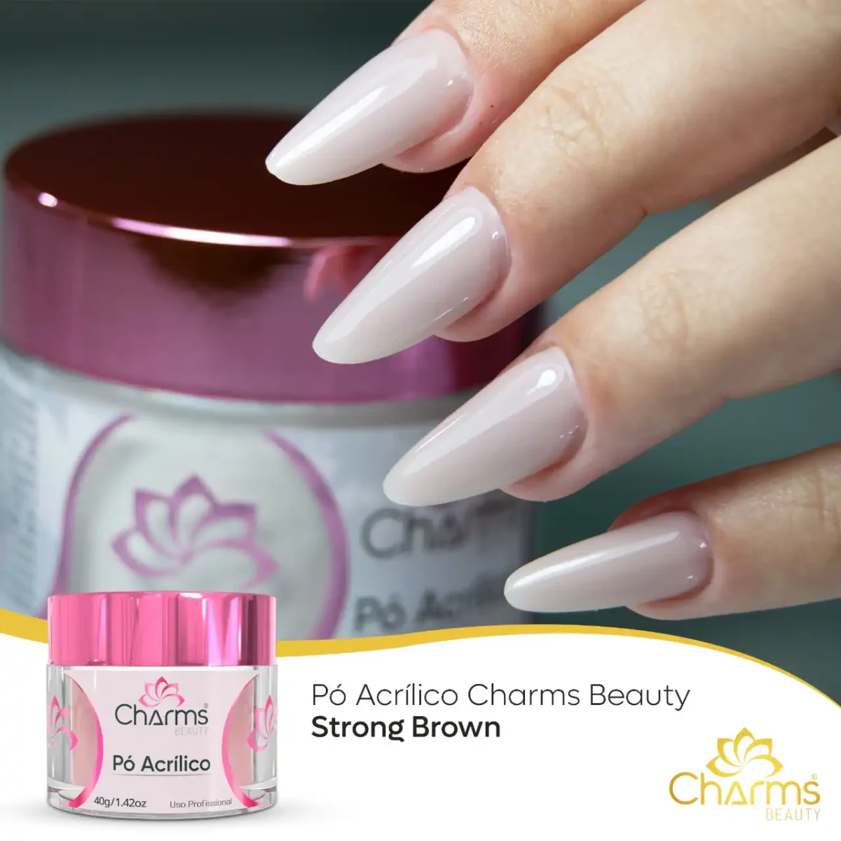 Pó Acrílico Charms Beauty - Strong Brown - 40g (secagem lenta) - Imagem 2