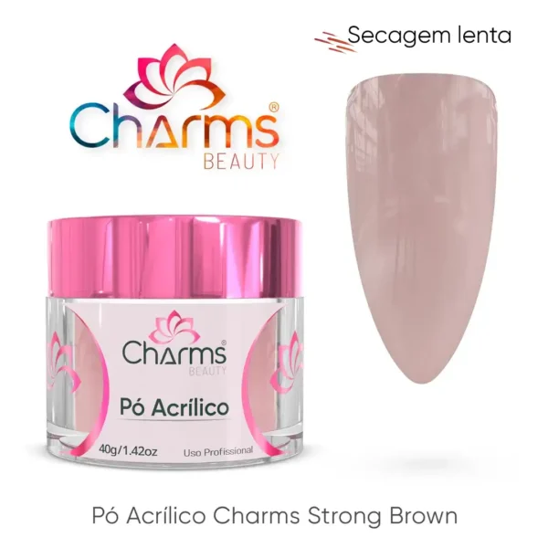 Pó Acrílico Charms Beauty - Strong Brown - 40g (secagem lenta)