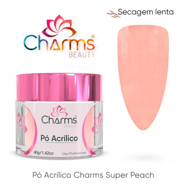 Pó Acrílico Charms Beauty - Super Peach - 40g (secagem lenta)