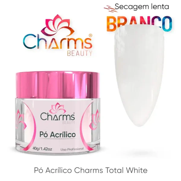 Pó Acrílico Charms Beauty - Total White - 40g (secagem lenta)