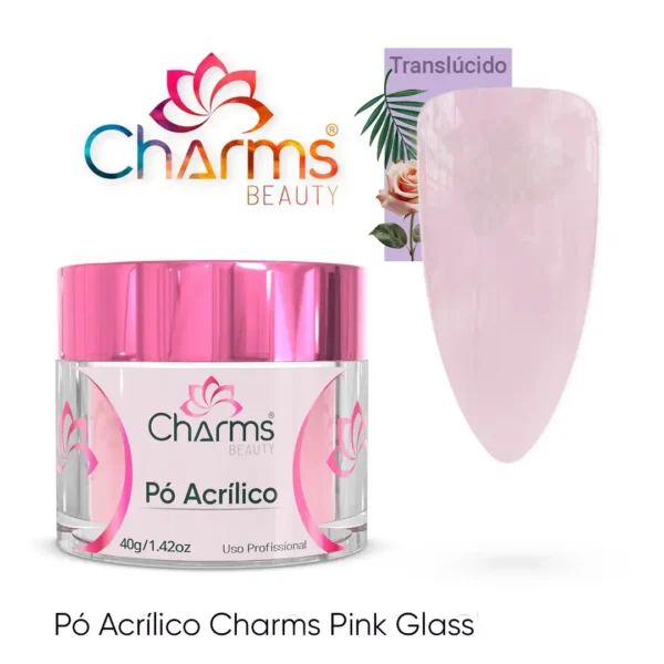 Pó Acrílico Charms Beauty -Pink Glass- 40g