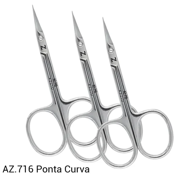 Kit 3 Tesouras Ponta Curva Azzio - AZ.716